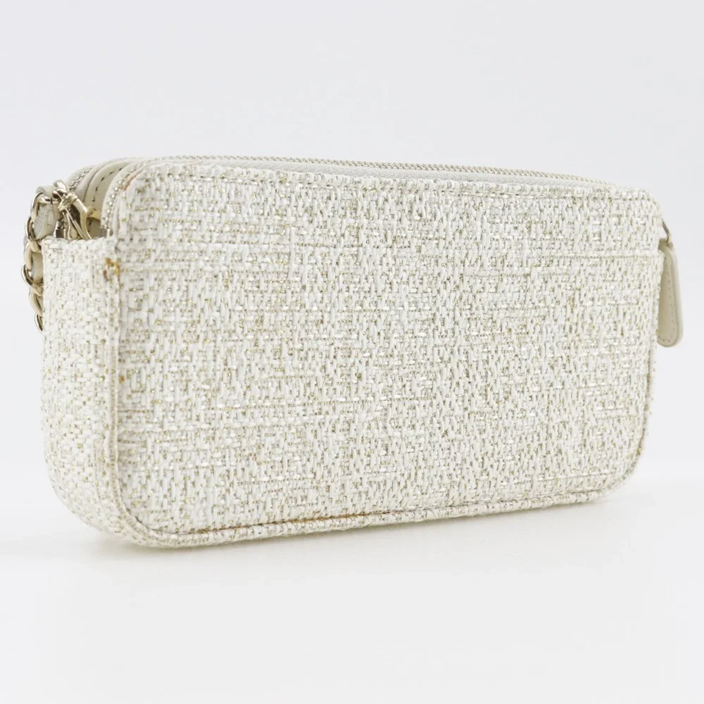 CHANEL White Deauville Shoulder Bag
